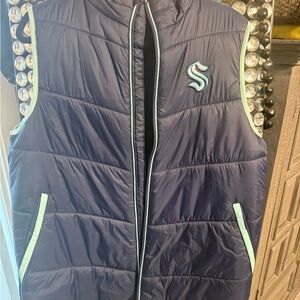 Kraken Navy Puffer Vest with Light Blue Accents